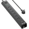 6Ft Extension Cord - Addtam Power Strip Surge Protector with 6 AC Outlets and 4 USB (2 USB-C) Ports, 1875W/15A, Wall Mount, Multi Plug Outlet Extender for Home Office College Dorm Room Essentials view 1