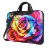 13 Inch Laptop Shoulder Bag For Men Women,Waterproof Briefcase Messenger Bag Watercolor Rainbow Rose Laptop Sleeve Bag W/Strap Handle view 1