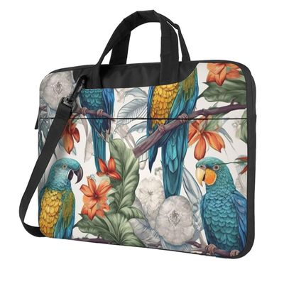 13 Inch Laptop Shoulder Bag For Men Women,Waterproof Briefcase Messenger Bag Parrots On Branches Laptop Sleeve Bag W/Strap Handle