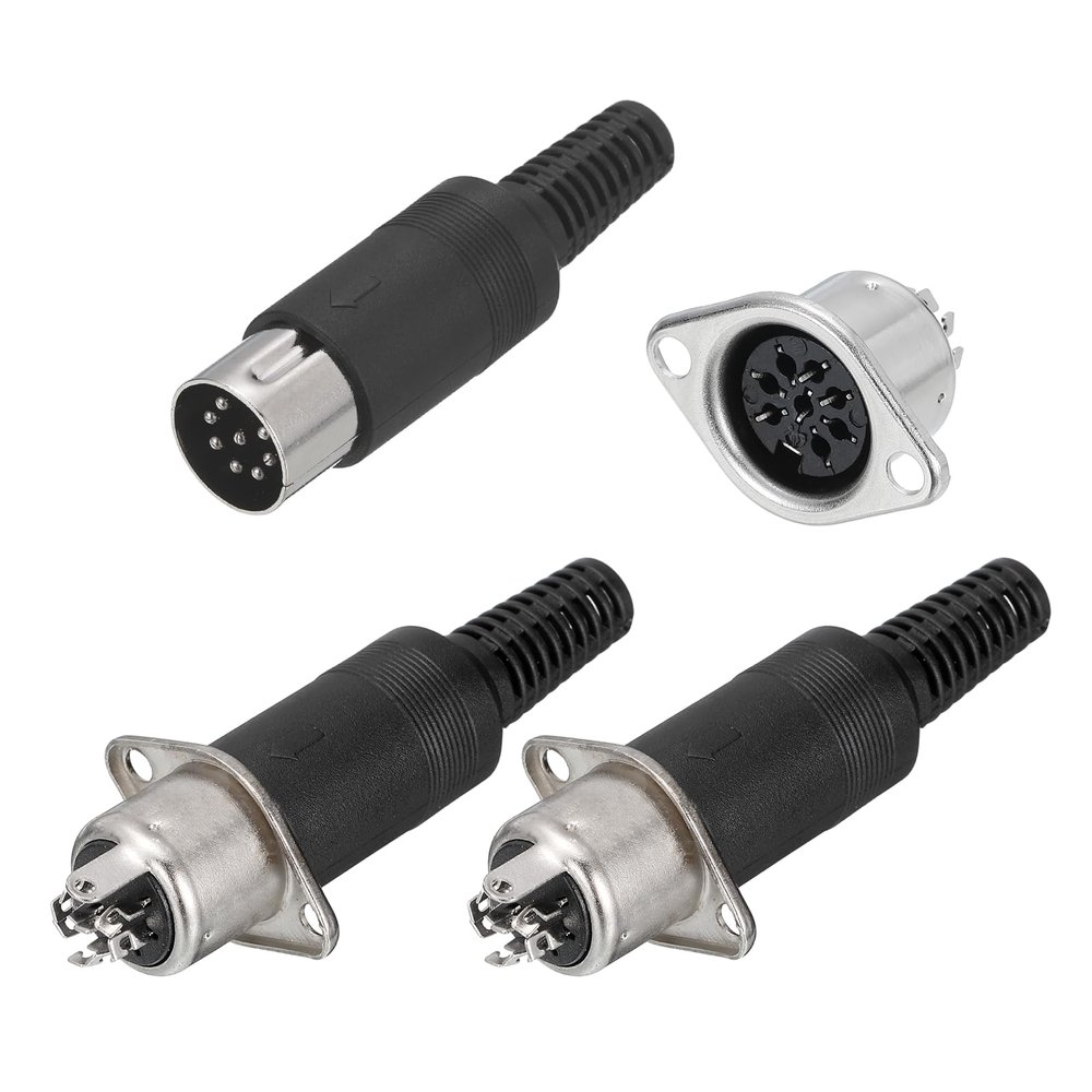 MECCANIXITY 8-Pin DIN Male Plug Connector + Female Adapter Recessed Socket Panel Mount for Digital Audio Devices,TV, DVD Player,6 Pcs