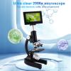 Herwicm Microscope 40X-2500X Magnification, HD Wide Angle Eyepieces, 4-inch High-Pixel Display with LED Fill Light 3, Cell Phone Observable, for Home School Labs (Black) view 2