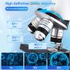 Herwicm Microscope 40X-2500X Magnification, HD Wide Angle Eyepieces, 4-inch High-Pixel Display with LED Fill Light 3, Cell Phone Observable, for Home School Labs (Black) view 3