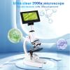 Herwicm Microscope 40X-2500X Magnification, HD Wide Angle Eyepieces, 4-inch High-Pixel Display with LED Fill Light 3, Cell Phone Observable, for Home School Labs (White) view 3