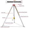 Adjustable Aluminum Tripod Rescue System for Sewer Rescue - 2600lbs Capacity, Safety Self-Locking Device, Fall Arrester & 15m Lifting Winch for Emergency Confined Spaces view 4
