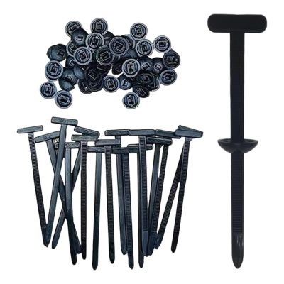 100PCS Nylon Universal Cable Tie Buckle for Car,Multifunctional Cable Tie Buckle UV Resistant Black Zipties for Daily Repair,Heavy Duty Self-Locking Zip Ties Holder with Pin & Button Design(20 pieces)