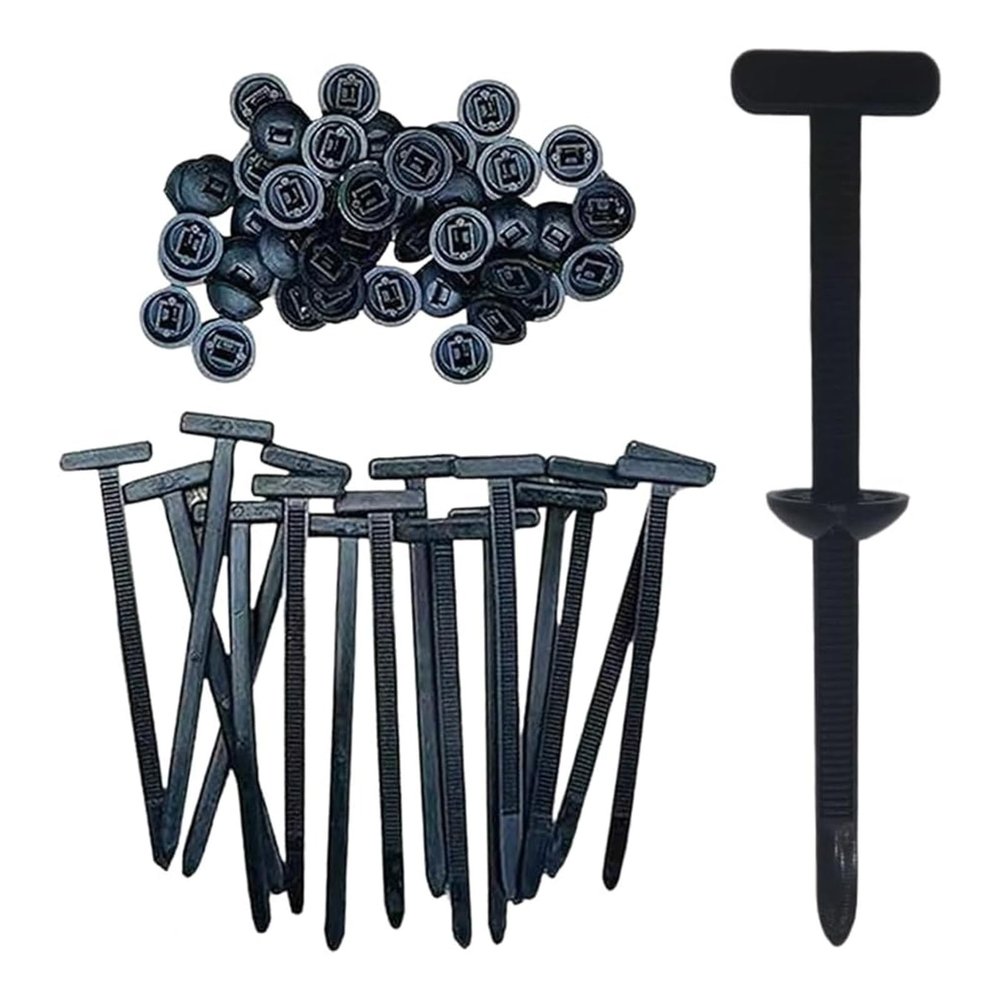 100PCS Nylon Universal Cable Tie Buckle for Car,Multifunctional Cable Tie Buckle UV Resistant Black Zipties for Daily Repair,Heavy Duty Self-Locking Zip Ties Holder with Pin & Button Design(20 pieces)