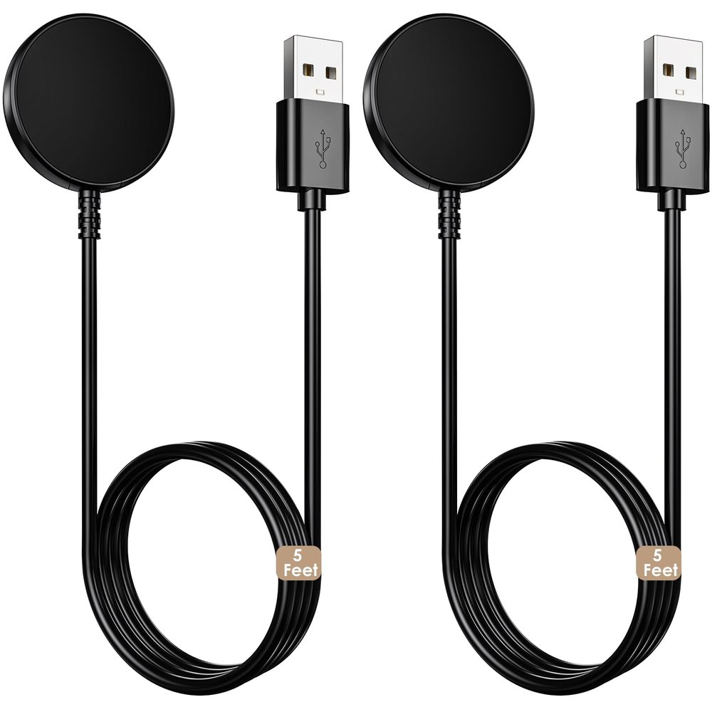 2 Pack 5FT for Samsung Galaxy Watch Charger Compatible with Watch 8/8 Classic/Ultra/7/6/6 Classic/5/5 Pro/4/4 Classic/3/Active/FE USB A Magnetic Fast Charging