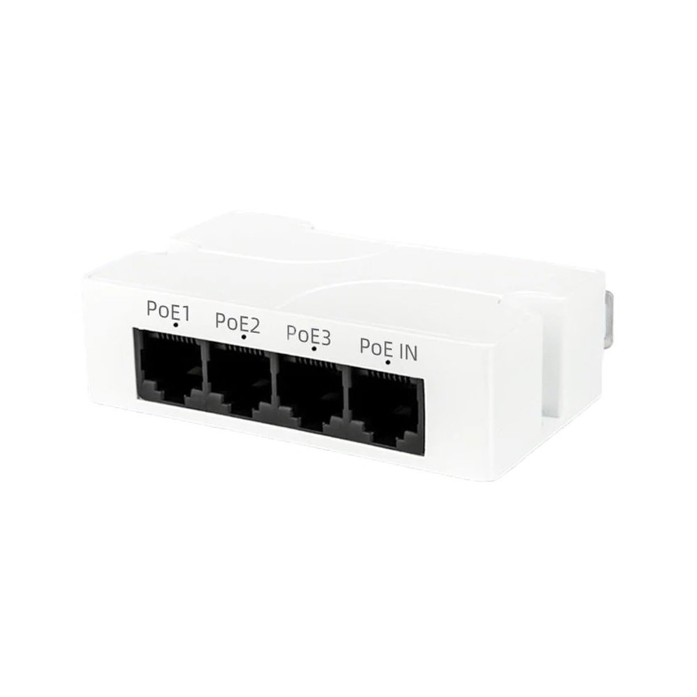 4-Port POE Extender 10/100Mbps 1 to 3 Network Switch Repeater with IEEE802.3af and Play Function
