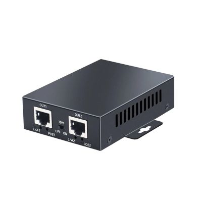 2-Port POE Extender 10/100Mbps with IEEE 802.3at/802.3af 1 Input 2 Output POE Repeater and Play
