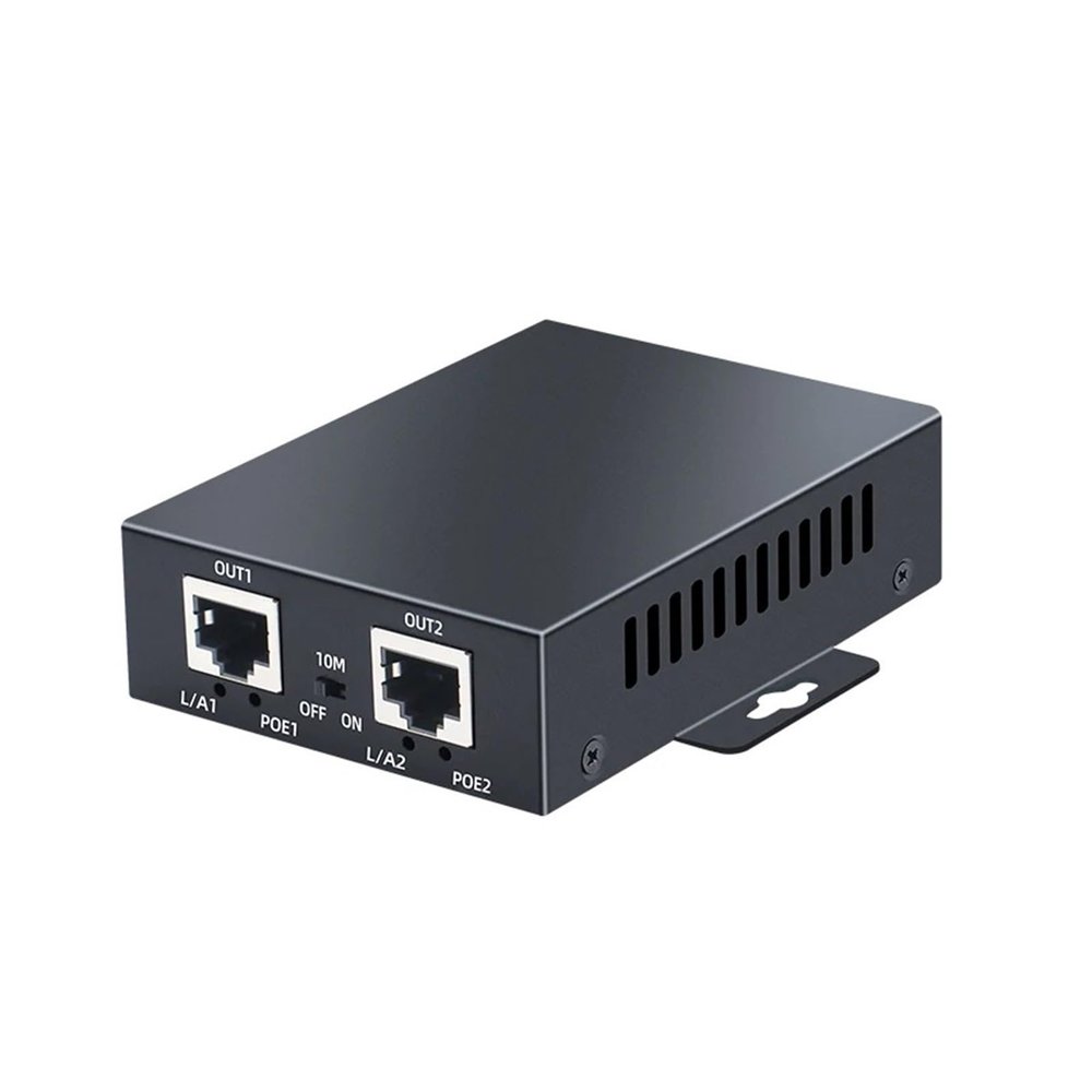 2-Port POE Extender 10/100Mbps with IEEE 802.3at/802.3af 1 Input 2 Output POE Repeater and Play