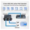 2-Port POE Extender 10/100Mbps with IEEE 802.3at/802.3af 1 Input 2 Output POE Repeater and Play view 3