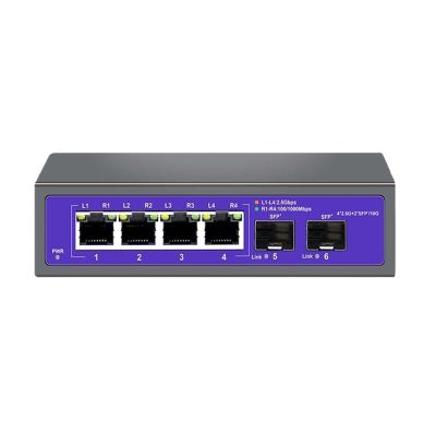 2.5Gbps Ethernet Switch 4-Port 2500Mbps Network Switch 2-Port 10G SFP+ Slot Home Lab Hub Internet Splitter and Play(US Plug)