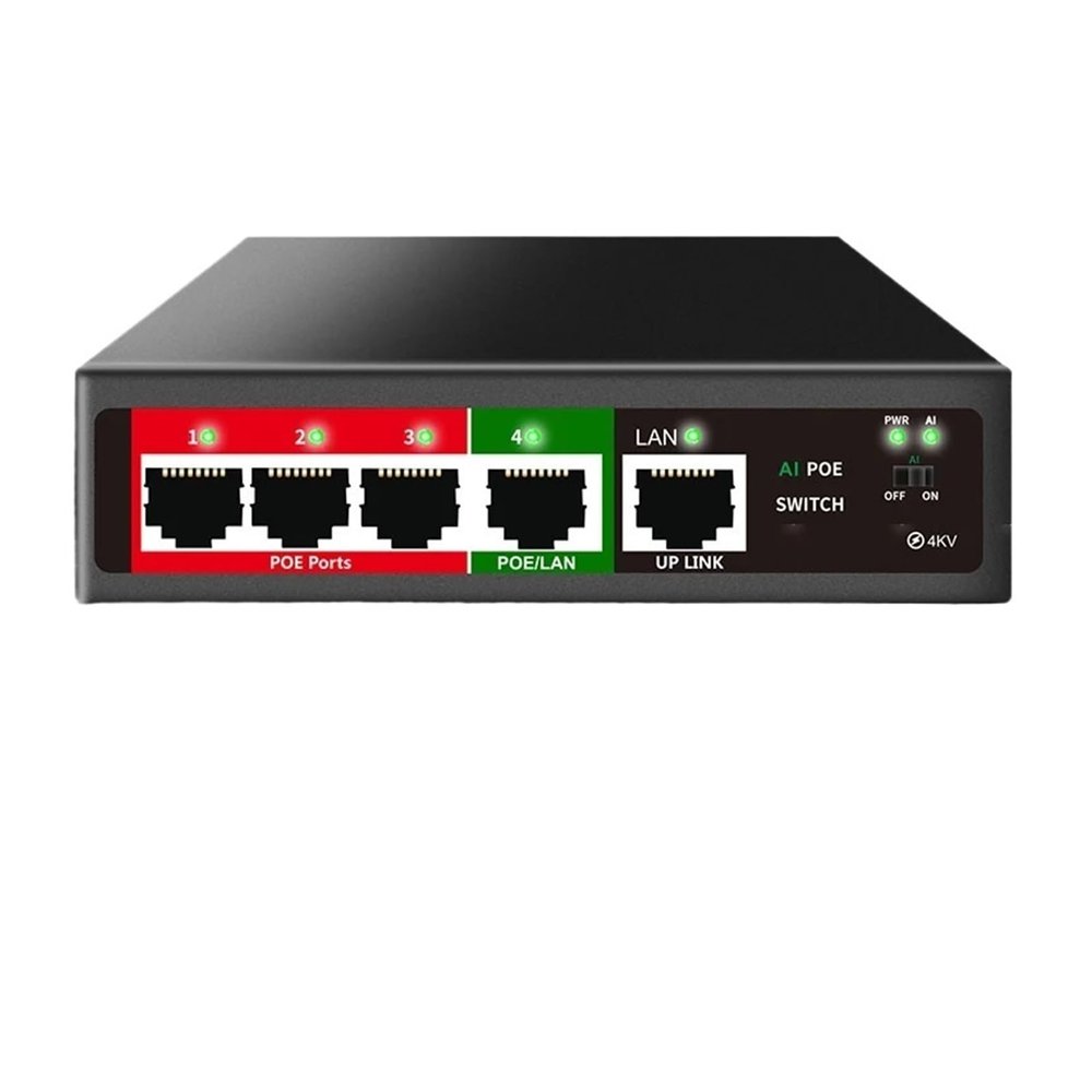 100M 4-Port PoE Switch 48V Active POE Built-in Power Supply 52W Ethernet Switch Network