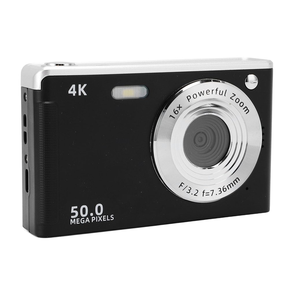VBESTLIFE Digital Camera, 50MP 4K Camera with 16X Zoom Auto Focus Fill Light, Compact Portable Point and Shoot Camera for Kids Teens Adults (Black)