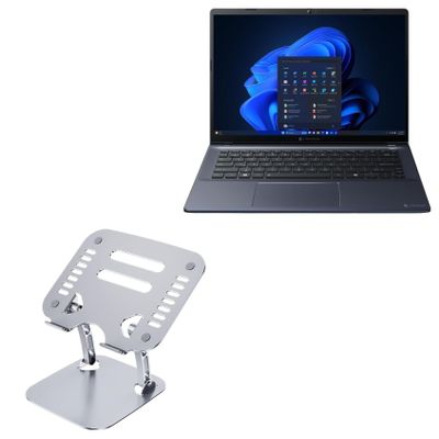 BoxWave Stand and Mount Compatible with Dynabook Portege X40-M (with Touchscreen) - Executive VersaView Laptop Stand, Ergonomic Adjustable Viewing Angle Metallic Riser - Metallic Silver