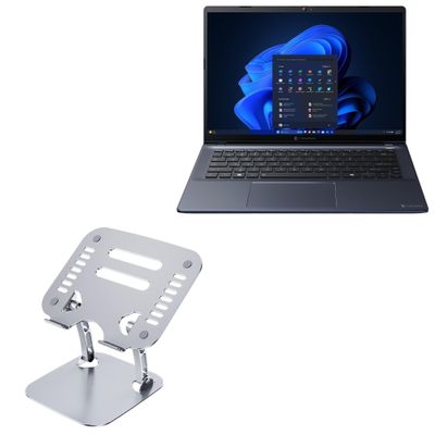 BoxWave Stand and Mount Compatible with Dynabook Portege X40-M (Without Touchscreen) - Executive VersaView Laptop Stand, Ergonomic Adjustable Viewing Angle Metallic Riser - Metallic Silver