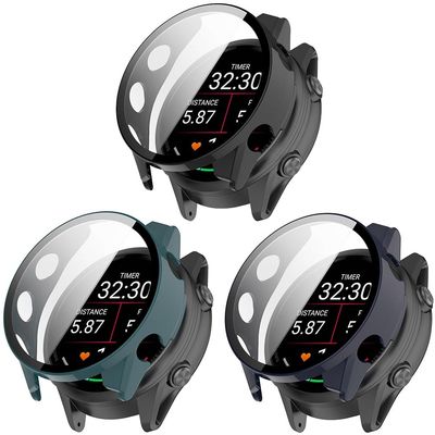 3 Pack Hard Case with Screen Protector for Garmin Forerunner 970, Hard PC Protective Case Shockproof Anti-Scratch Bumper Cover with Tempered Glass (Black/Dark Blue/Green)