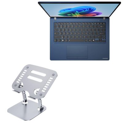 BoxWave Stand and Mount Compatible with Dynabook Portege Z40L (Without Touchscreen) - Executive VersaView Laptop Stand, Ergonomic Adjustable Viewing Angle Metallic Riser - Metallic Silver