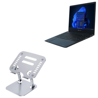 BoxWave Stand and Mount Compatible with Dynabook Satellite Pro C40 - Executive VersaView Laptop Stand, Ergonomic Adjustable Viewing Angle Metallic Riser - Metallic Silver