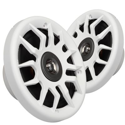Marine Audio Speakers, 80 Watts, 6.5 Inch, Water Resistant, UV-Resistant, with Metallic Dome Tweeter, High-Performance Marine, RV & Vehicle Upgrade (White)