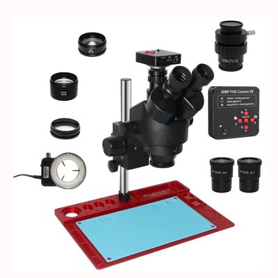 Microscope Kit 3.5X-90X Trinocular Industry Microscopio Zoom Magnification Circuit Inspection Stereo Microscope with 56 LED Light C-Mount Lens Microscope Lens Adapters(38MP CTV 0.5X len)
