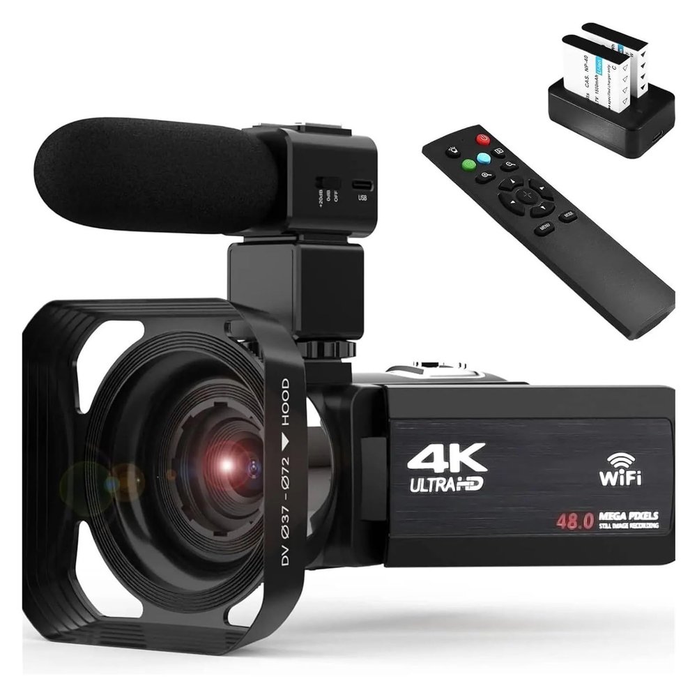 YPMart() 4k Video Camera Camcorder with 18X Digital Zoom,48MP Vlogging,3.0-inch IPS 270 Rotating Touchscreen,Micropho