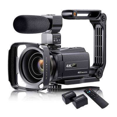YPMart() 48MP 4K Video Camera 16X Zoom 3.0" Camcorder with Microphone Vlogging Touch Screen IR Night Vision Wi-Fi Vlog Cameras Web(Black)