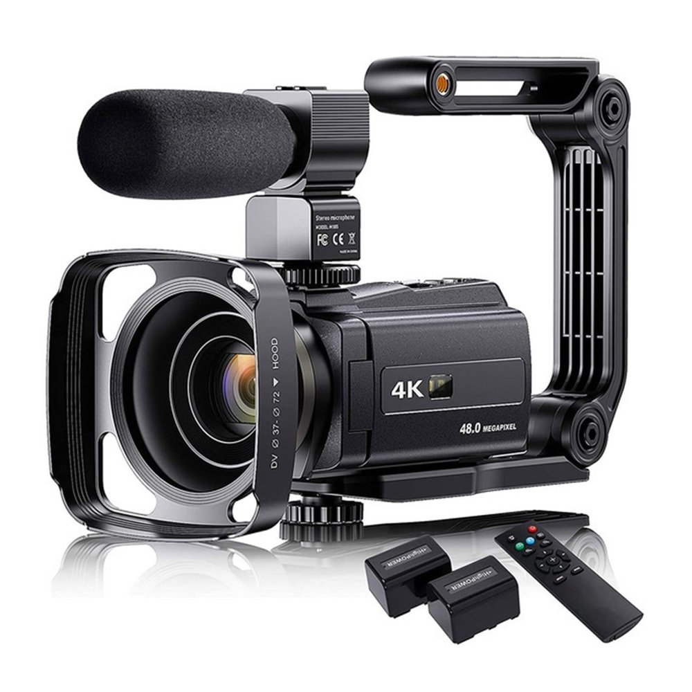 YPMart() 48MP 4K Video Camera 16X Zoom 3.0" Camcorder with Microphone Vlogging Touch Screen IR Night Vision Wi-Fi Vlog Cameras Web(Black)