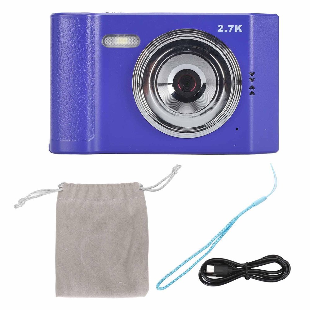 48MP Digital Camera with 8X Zoom, 2.7K HD Video, 2.8 IPS Display, Auto Focus, Anti Shake, Compact Design for Travel and Selfies (Blue)