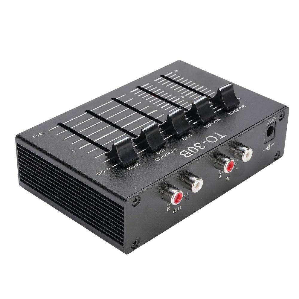 Luocute Record Player Preamplifier EQ, Phono Preamp 3 Band Equalizer with Balanced Volume Control, Stereo Sound Output, 5V Power Supply, DIN Rail Terminal Blocks Distribution Block
