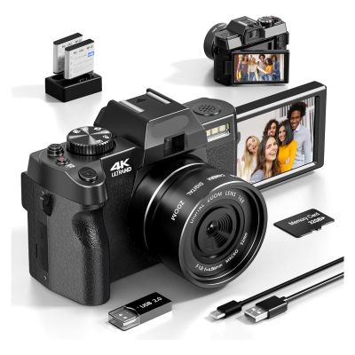 YPMart() Compact Digital Photography Camera 4K WiFi Web Cam Vintage Vlog Video Recorder 48MP Camcorder 16X