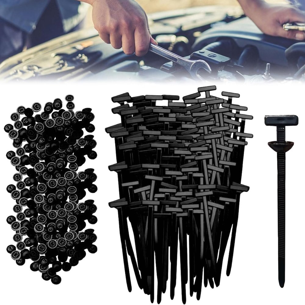 100PCS Nylon Universal Cable Tie Buckle, Heavy Duty Self Locking Nylon Zip Ties, 2025 Upgrade Multipurpose Plastic Cable Ties Tool, UV Resistant Black Zipties for Car Daily Repair