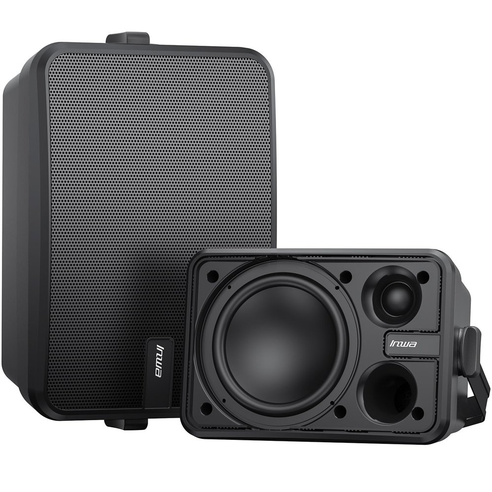 Inwa Outdoor Bluetooth Speakers, Active Passive Wall Mount Speaker, Waterproof Wireless Indoor/Outdoor Stereo Sound Set W/Aux in, Sound System for Patio/Porch/Gazebo/Garage(Pair, MZ-660)