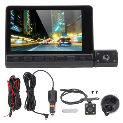 3 Channel Cam 1080P Front Rear Inside Driving Recorder 170 Degree Wide Angle Recording G Sensor High Definition Multi Functionality Multiple Angle Large View Recording