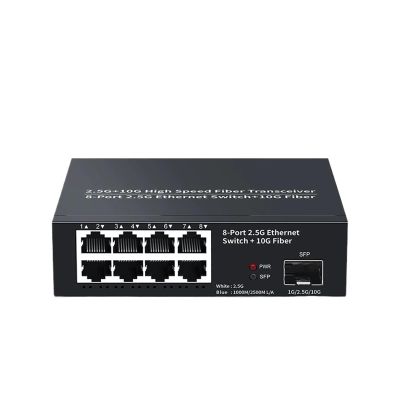 8-Port 2.5GbE Ethernet Switch 2.5Gbps Network Switch 1-Port 10GbE SFP+ Slot Home Lab Unmanaged Switch and Play(US Adapter)
