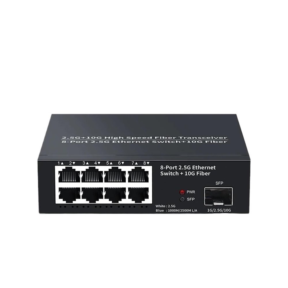 8-Port 2.5GbE Ethernet Switch 2.5Gbps Network Switch 1-Port 10GbE SFP+ Slot Home Lab Unmanaged Switch and Play(US Adapter)