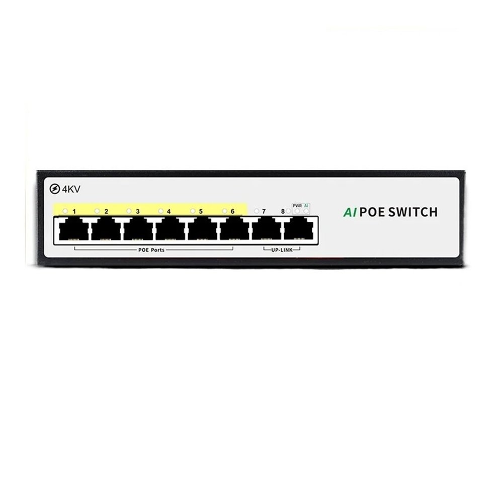 AI Intelligent 6-Port POE Switch 100W Built-in Power Supply 100M Network Switch Suitable for Network Cameras