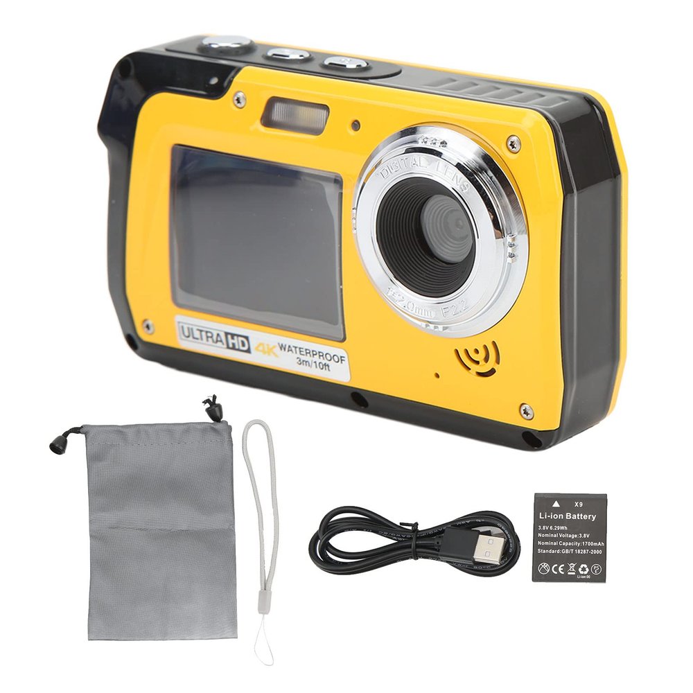 4K 56MP Dual Screen Digital Camera, 10ft Underwater Video Camera, 18X Digital Zoom for Outdoor Adventures