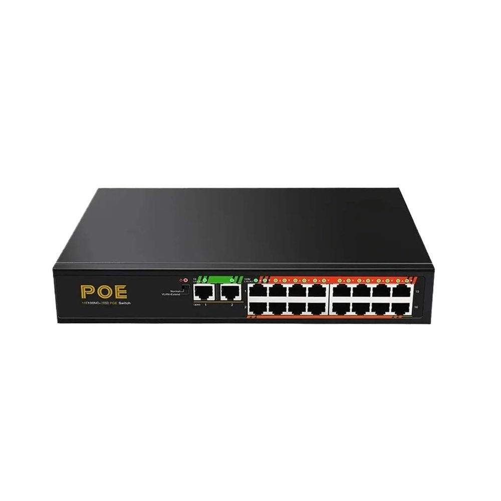 18-Port POE Network Switch 16-Port 100M POE+2 Port 1000M uplink 52V 190W 3.85A VLAN 250m Distance from POE(TXE191)