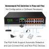 18-Port POE Network Switch 16-Port 100M POE+2 Port 1000M uplink 52V 190W 3.85A VLAN 250m Distance from POE(TXE191) view 4