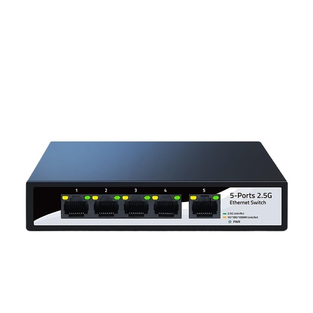 2.5GbE Ethernet Switch 5-Port 2.5G Network Switch Fanless Small Home Lab Setup Switch Unmanaged and Play