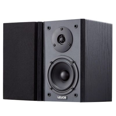 VEVOR Powered Bookshelf Speakers, 20W x 2, Active Studio Monitor Speaker with 4 Inch Woofer, Adjustable Volume and Audio with Bluetooth Optical Connection, Wooden Enclosure, for Record Player PC TV