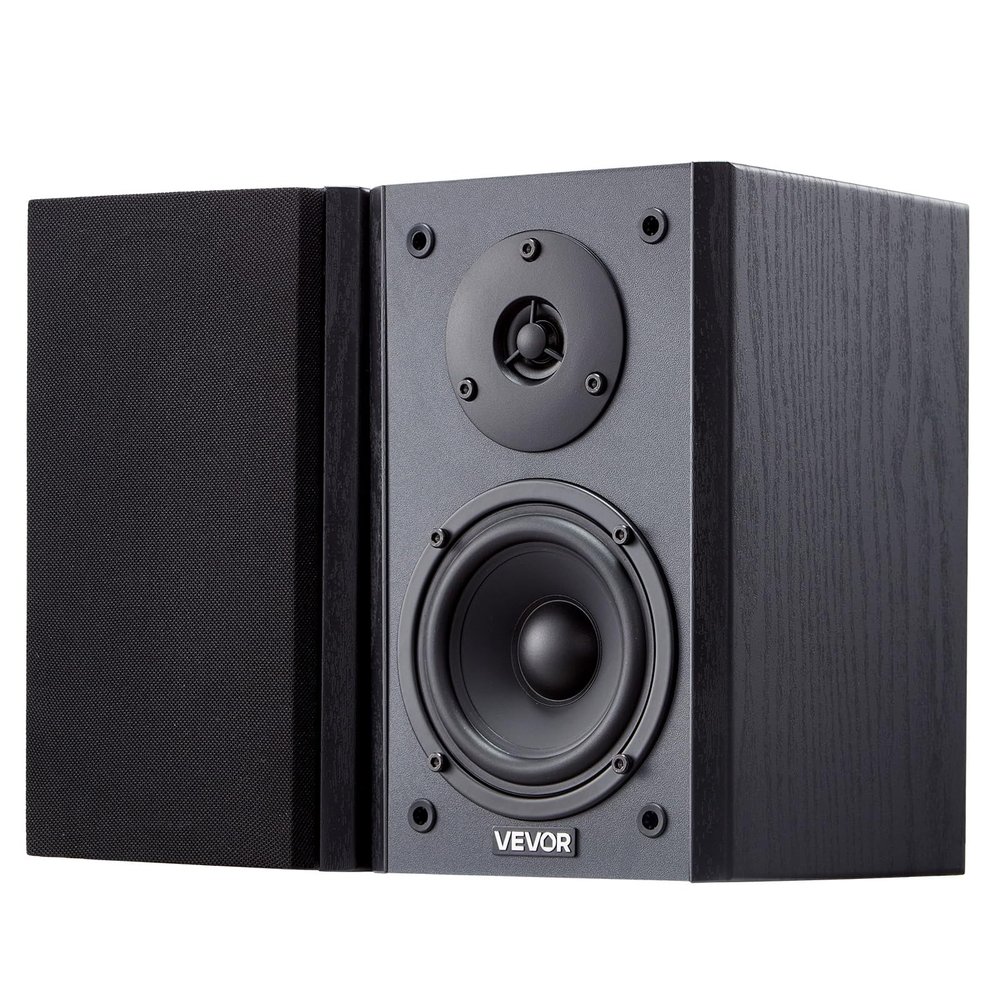 VEVOR Powered Bookshelf Speakers, 20W x 2, Active Studio Monitor Speaker with 4 Inch Woofer, Adjustable Volume and Audio with Bluetooth Optical Connection, Wooden Enclosure, for Record Player PC TV