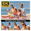 YPMart() 8K Digital Photography Camera 48MP Handheld DV 18X igital Zoom Recorder 3'' LCD Touch Screen Portable Recording Camcorder(NO Card,1B) view 3