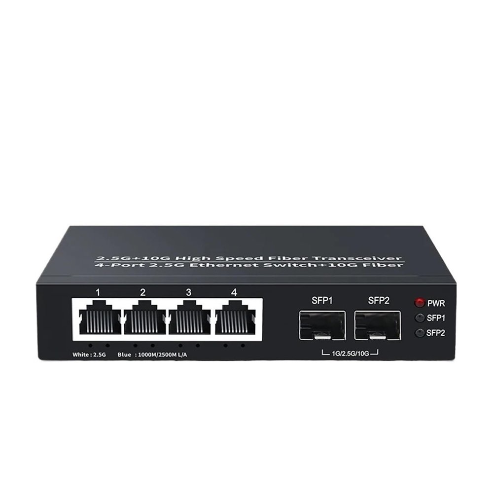 2.5GbE Ethernet Switch 4-Port 2.5Gbps Network Switch 2-Port 10GbE SFP+ Slot Home Lab Switch and Play(US Adapter)