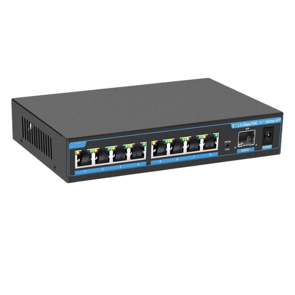 8-Port 2.5G POE Switch Gigabit Switch Ethernet Switch POE 10G SFP RJ45 Connector(POE Switch 9 Port)
