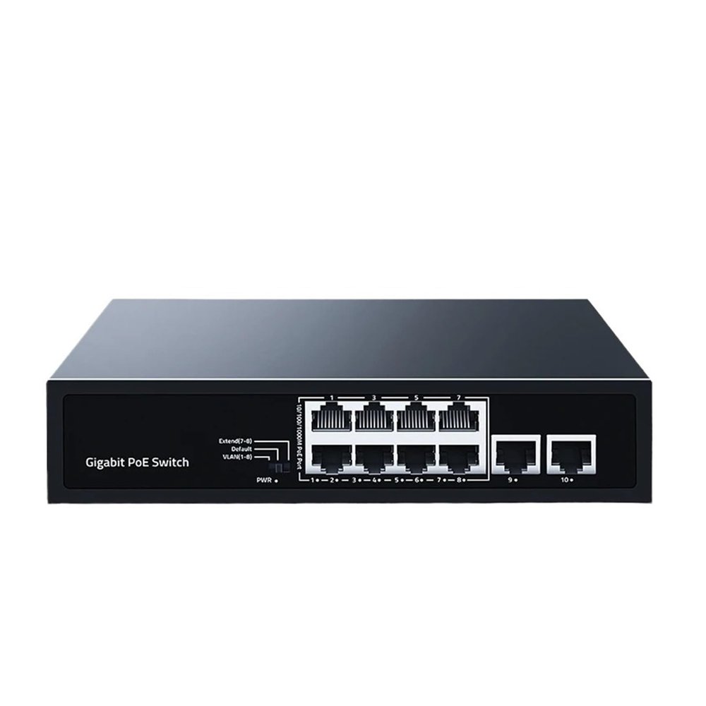 8-Port Gigabit POE Switch 2-Port 1000M Uplink Network Switch Hub Internet Splitter and Play Monitoring