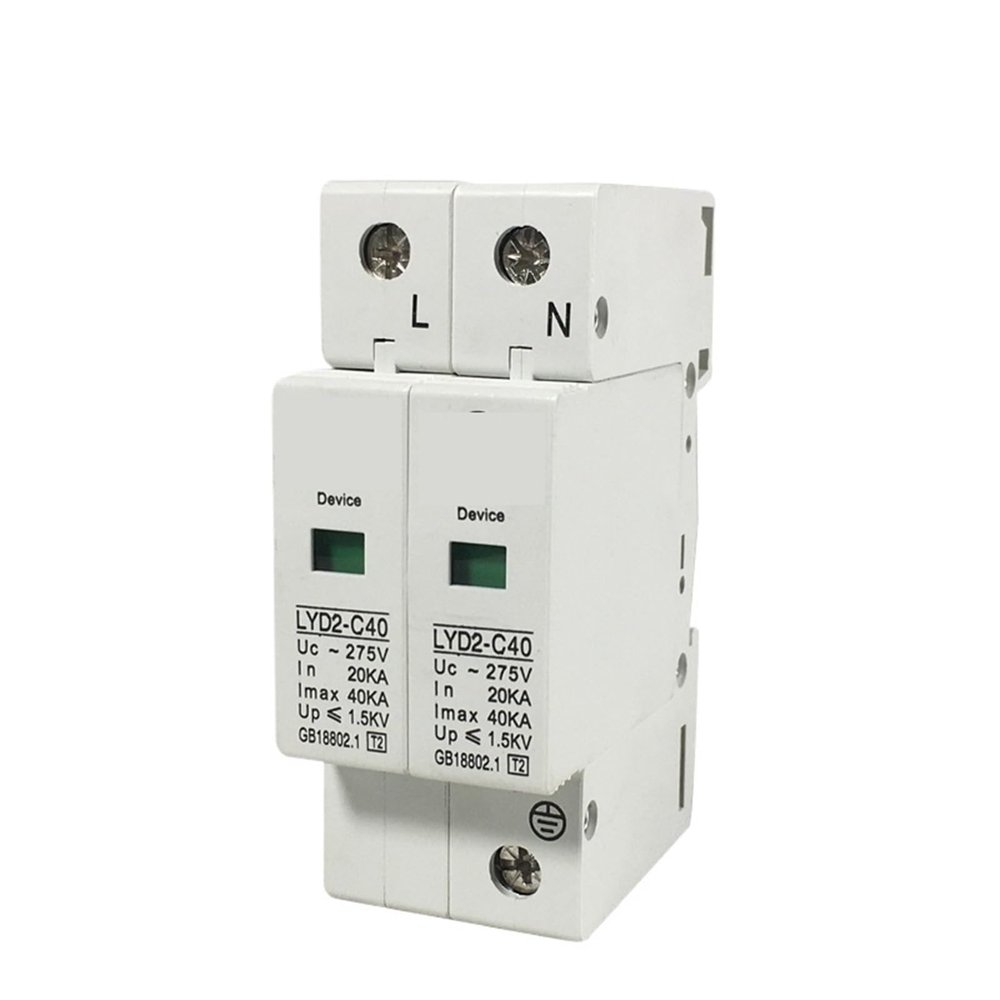 1pc C40-2P 20KA~40KA ~275V 385V 420V AC SPD House Surge Protector Protective Low-Voltage Arrester Device 1P+N(275V)