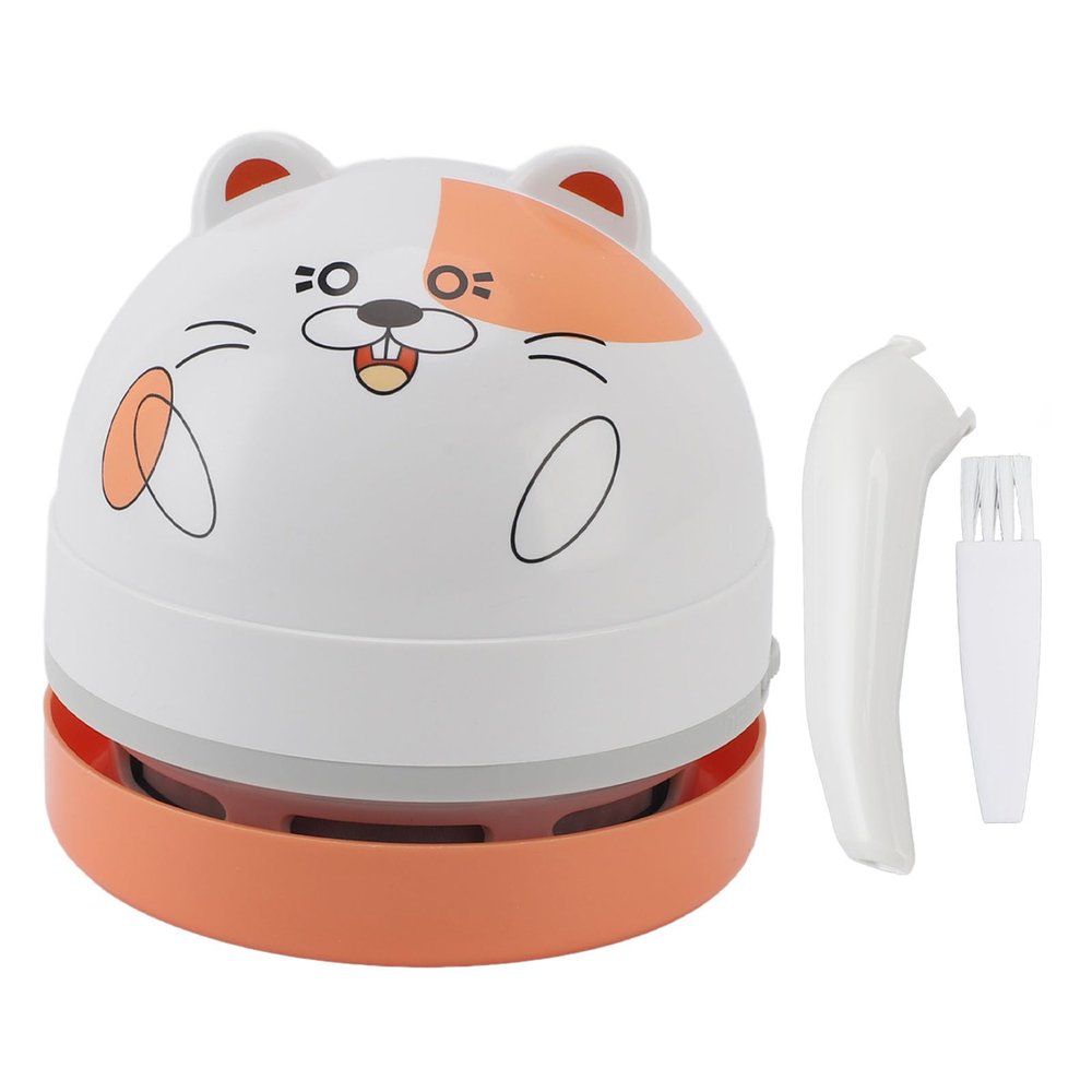 aqxreight Cute Cartoon Desktop Vacuum Desktop Cleaner with Vacuum Nozzle Cleaning Brush Portable Mini Table Dust Cleaner for Cleaning Dust Crumbs Computer Car (Hamster)