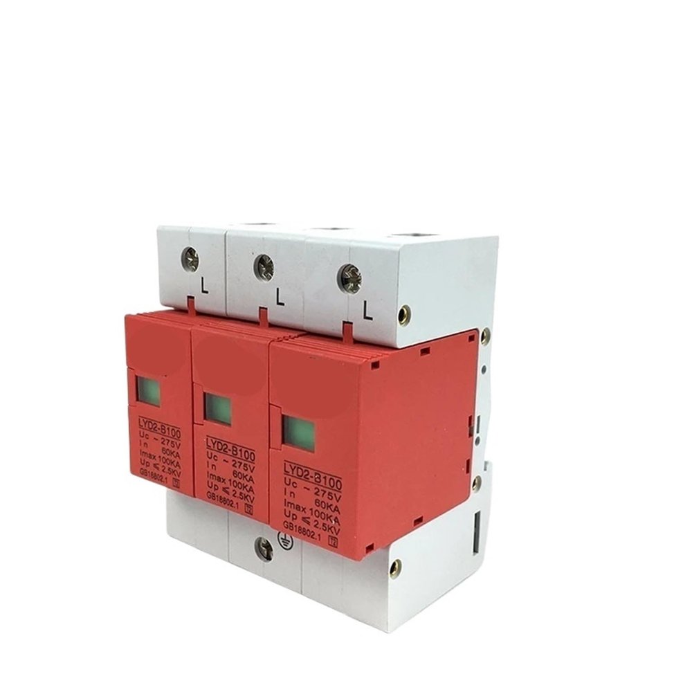 1pc B100-3P 60KA~100KA ~275V 385V 420V AC 2P+N SPD Surge Protector Protective Low-Voltage Arrester Protection(385V)